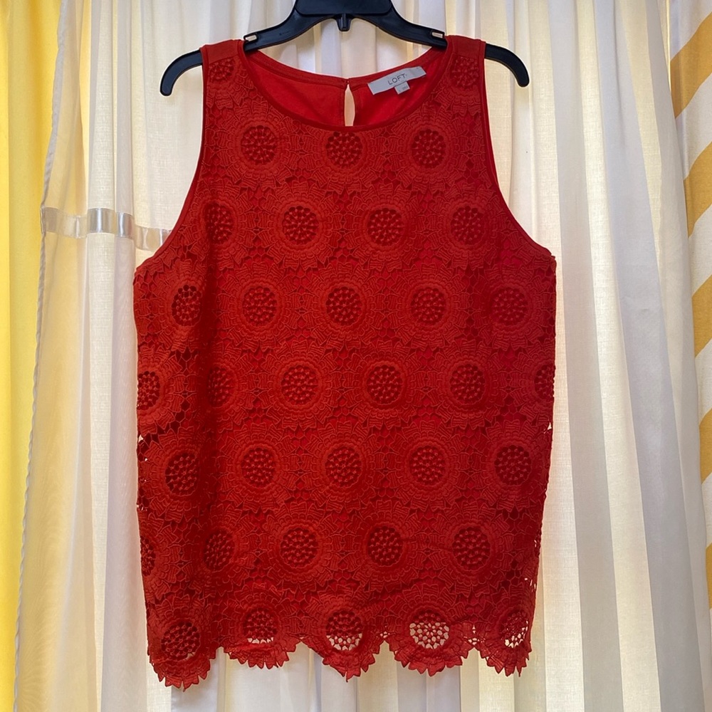 Ann Taylor Loft Large Red Orange Sleeveless Top
